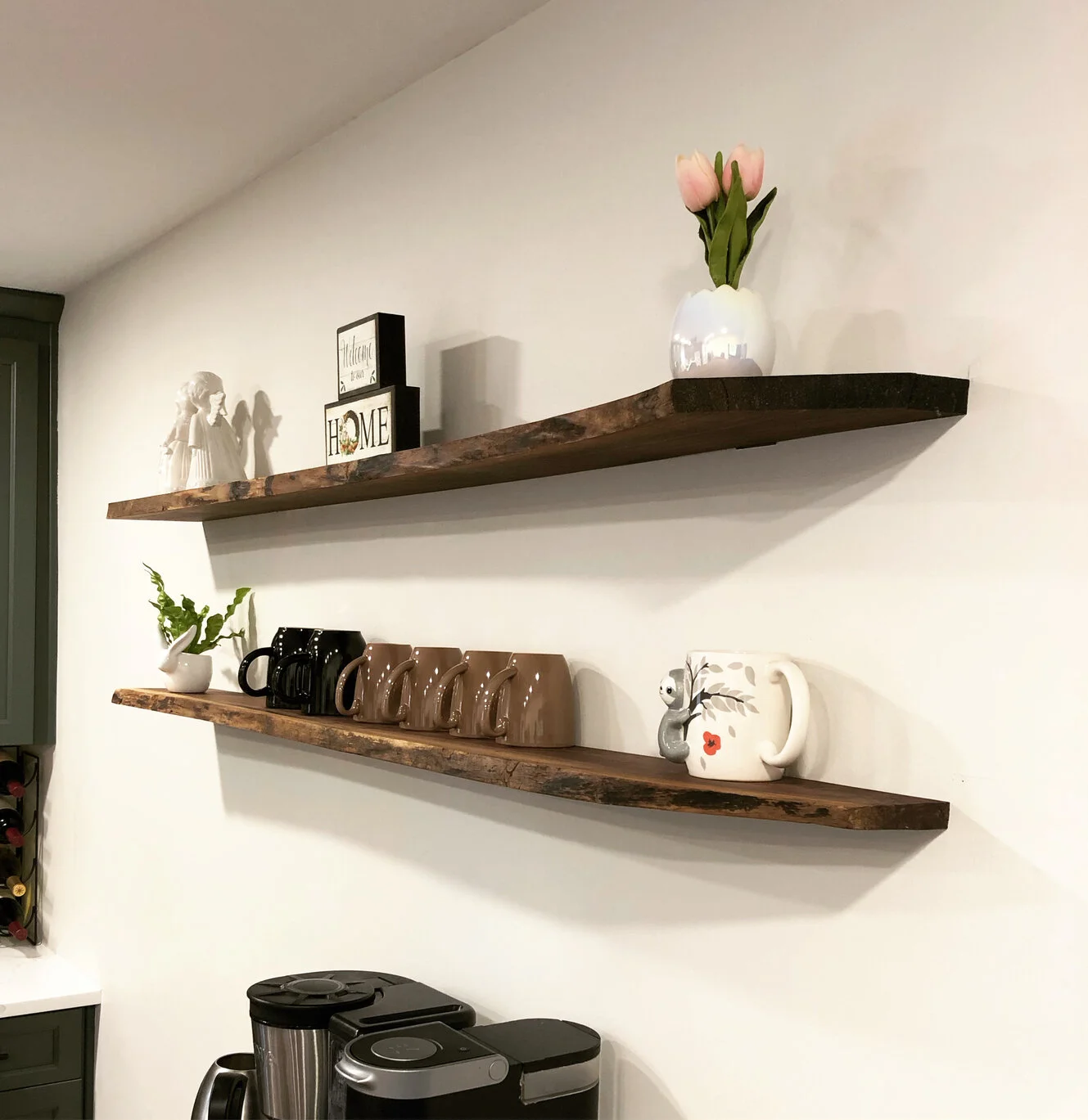 Live-Edge Floating Shelves