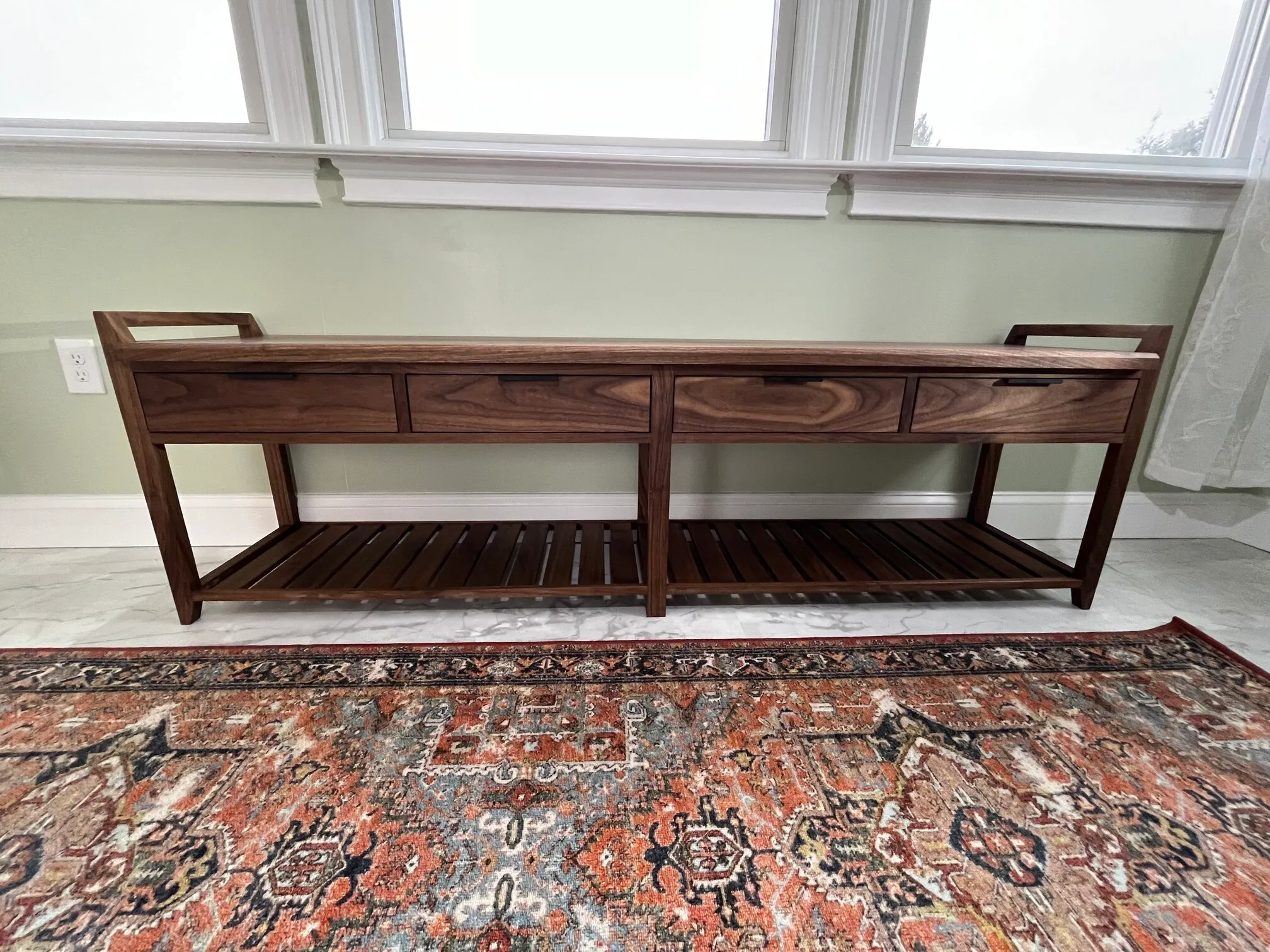 Walnut Shoe Bench 1